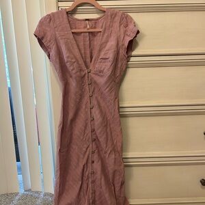 Free People Dusty Pink Button-Down Maxi Dress